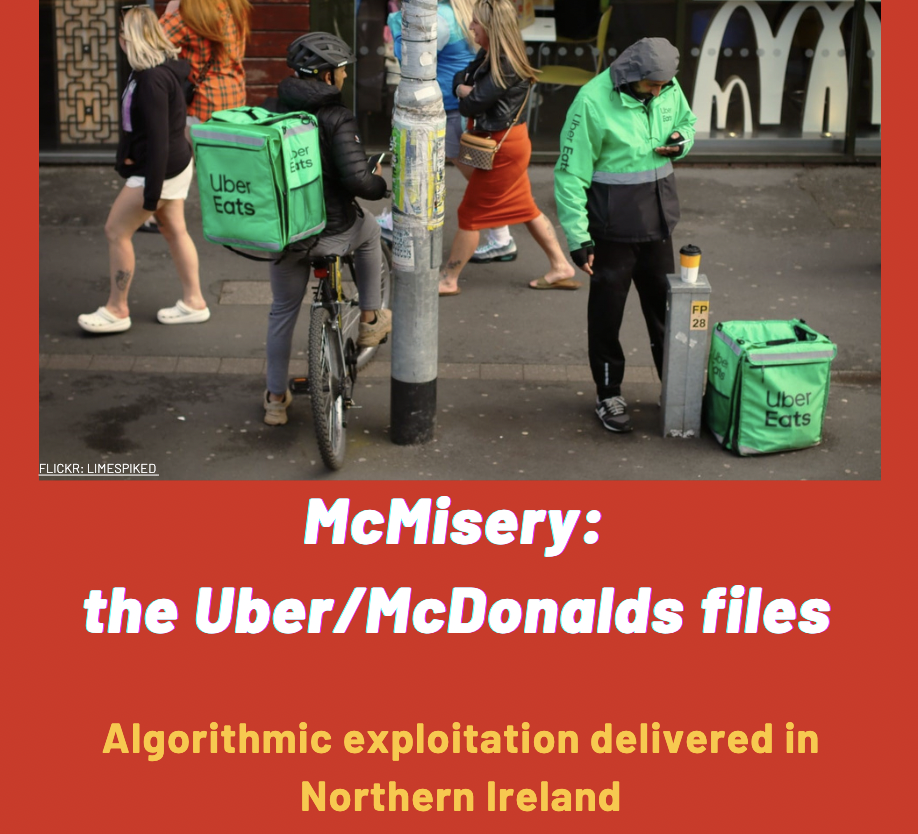 Couverture de l'enquête « McMisery » concernant les chauffeurs Uber et McDonald's en Irlande du Nord